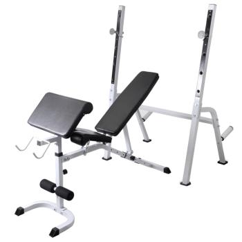 Hantelbank mit Ablage, Langhantel und Kurzhantel-Set 120 kg