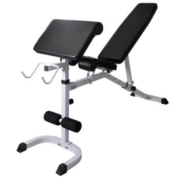 Hantelbank mit Ablage, Langhantel und Kurzhantel-Set 120 kg