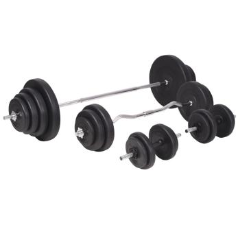 Hantelbank mit Ablage, Langhantel und Kurzhantel-Set 120 kg