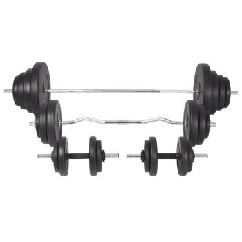 Hantelbank mit Ablage, Langhantel und Kurzhantel-Set 120 kg