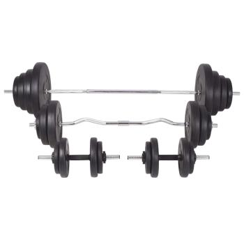 Hantelbank mit Ablage, Langhantel und Kurzhantel-Set 120 kg