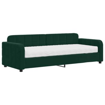 Tagesbett mit Matratze Dunkelgrün 80x200 cm Samt