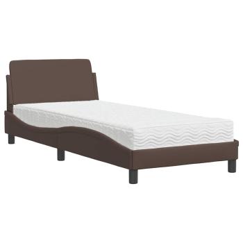 Bett mit Matratze "Dover" Braun 80x200 cm Kunstleder