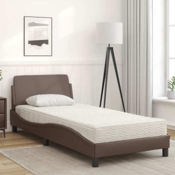 Bett mit Matratze "Dover" Braun 80x200 cm Kunstleder