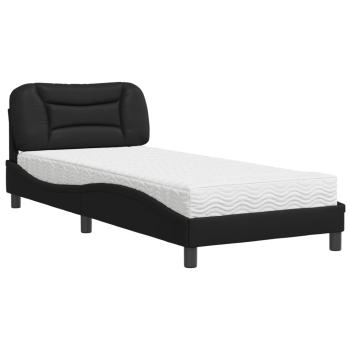 Bett mit Matratze "Hvar" Schwarz 80x200 cm Kunstleder