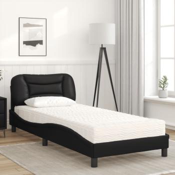Bett mit Matratze "Hvar" Schwarz 80x200 cm Kunstleder