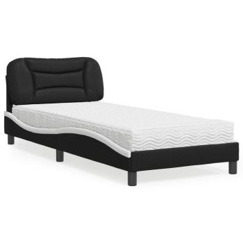 ARDEBO.de - Bett mit Matratze "Hvar" Schwarz und Weiß 80x200 cm Kunstleder