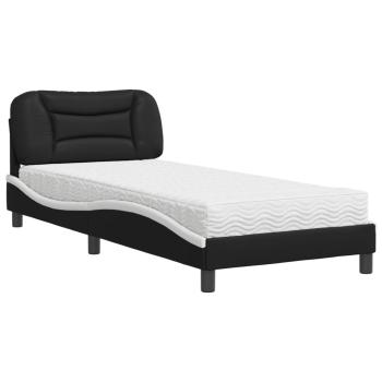 Bett mit Matratze "Hvar" Schwarz und Weiß 80x200 cm Kunstleder