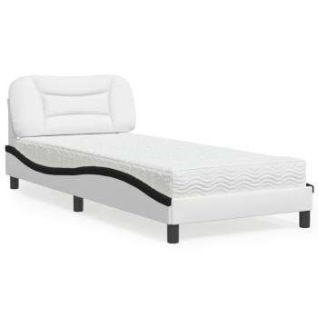 ARDEBO.de - Bett mit Matratze "Hvar" Weiß und Schwarz 80x200 cm Kunstleder