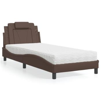 ARDEBO.de - Bett "Viana" mit Matratze Braun 80x200 cm Kunstleder