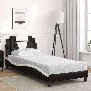 Bett "Viana" mit Matratze Schwarz und Weiß 80x200 cm Kunstleder