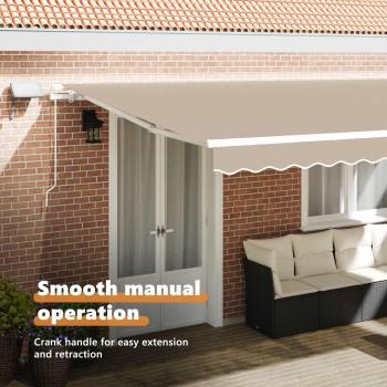 Einziehbare Markise Beige 500 x 350 cm Stoff und Stahl