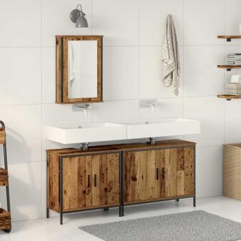ARDEBO.de - Badezimmer Waschbeckenmöbel mit Regal 3 pcs Braun Holzwerkstoff