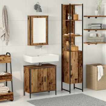 ARDEBO.de - Badezimmermöbel-Set mit Regal mit Tür 3 pcs Braun Holzwerkstoff