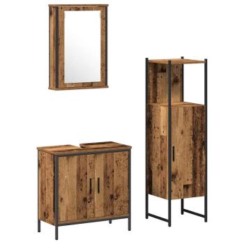 Badezimmermöbel-Set 3 stk. Braun 33 x 33 x 120,5 cm