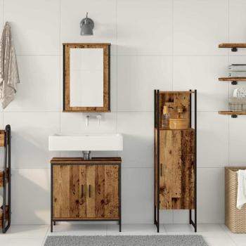 Badezimmermöbel-Set 3 stk. Braun 33 x 33 x 120,5 cm