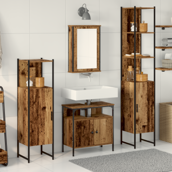 Badezimmermöbel Set mit Regal 4 pcs Altholz Holzwerkstoff