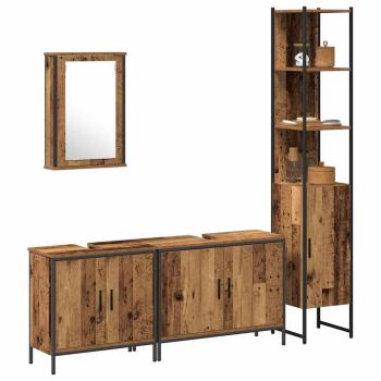 Badezimmermöbel-Set mit Regal mit Tür 4 pcs Braun Holzwerkstoff