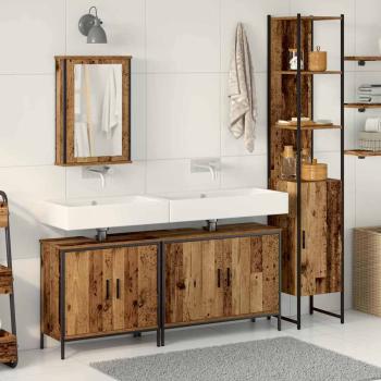 Badezimmermöbel-Set mit Regal mit Tür 4 pcs Braun Holzwerkstoff