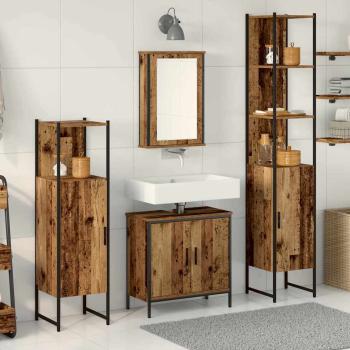 Badezimmermöbel-Set mit Regal mit Tür 4 pcs Braun Holzwerkstoff