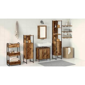 Badezimmermöbel-Set mit Regal mit Tür 4 pcs Braun Holzwerkstoff