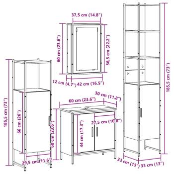 Badezimmermöbel-Set mit Regal mit Tür 4 pcs Braun Holzwerkstoff