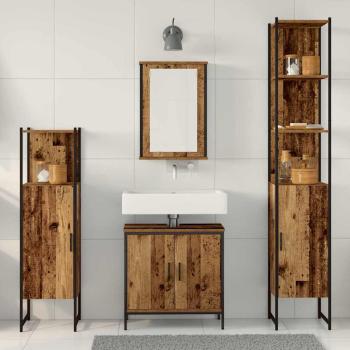 Badezimmermöbel-Set mit Regal mit Tür 4 pcs Braun Holzwerkstoff