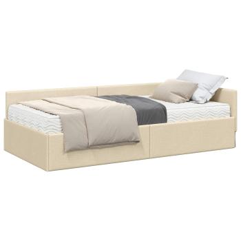 Eckbettgestell mit Matratze Sonstiges 2 Stk. Creme Stoff