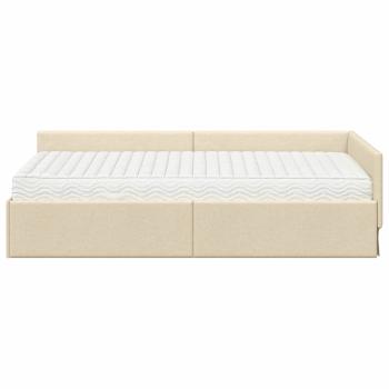 Eckbettgestell mit Matratze Sonstiges 2 Stk. Creme Stoff