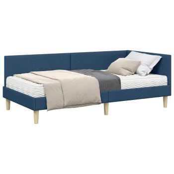 Eckbettgestell mit Matratze Sonstiges 2 Stk. Blau Stoff