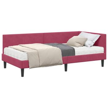Eckbettgestell mit Matratze 2 stk. Weinrot 80 x 200 cm Samt