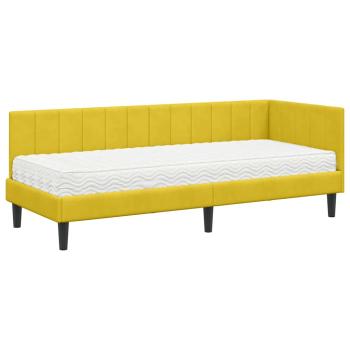 Eckbettgestell mit Matratze 2 stk. Gelb 80 x 200 cm Samt