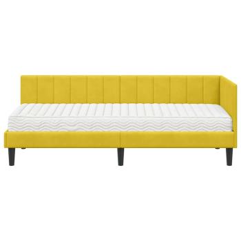 Eckbettgestell mit Matratze 2 stk. Gelb 80 x 200 cm Samt