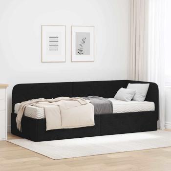 ARDEBO.de - Eckbettgestell Schwarz 80 x 200 cm Stoff