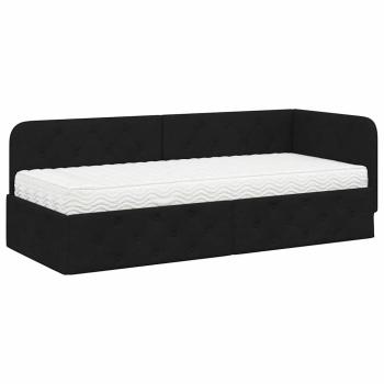 Eckbettgestell Schwarz 80 x 200 cm Stoff