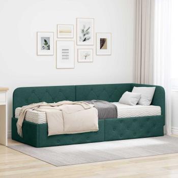 ARDEBO.de - Eckbettgestell Dunkelgrün 80 x 200 cm Stoff
