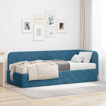 ARDEBO.de - Eckbettgestell Blau 80 x 200 cm Samt