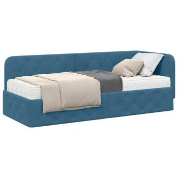 Eckbettgestell Blau 80 x 200 cm Samt