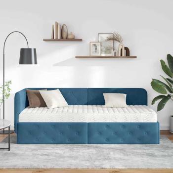 Eckbettgestell Blau 80 x 200 cm Samt