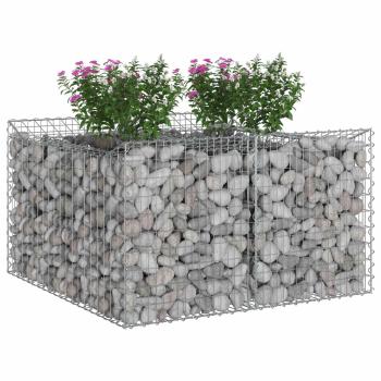 Gabionen-Hochbeet 100 x 100 x 60 cm Verzinkter Stahl Silber