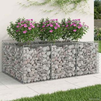 ARDEBO.de - Gabionen-Hochbeet 150 x 100 x 60 cm Verzinkter Stahl Silber