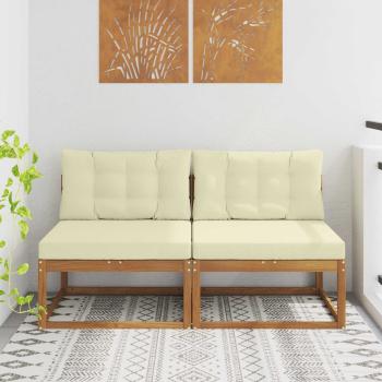 ARDEBO.de - Outdoor Mittelsofa mit Kissen 2 Stück Natur