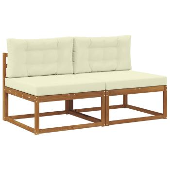 Outdoor Mittelsofa mit Kissen 2 Stück Natur