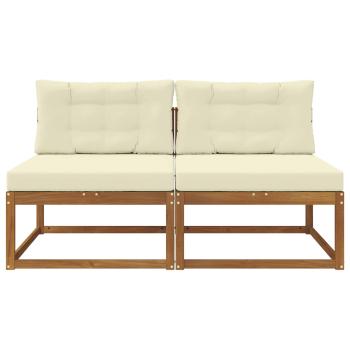 Outdoor Mittelsofa mit Kissen 2 Stück Natur