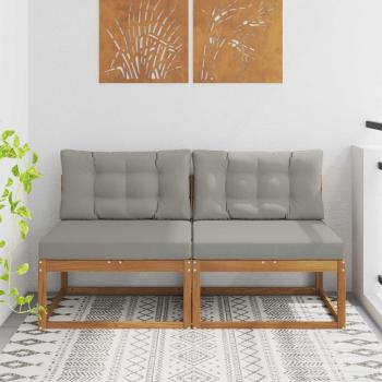 ARDEBO.de - Outdoor Mittelsofa mit Kissen 2 Stück Natur