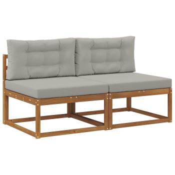 Outdoor Mittelsofa mit Kissen 2 Stück Natur