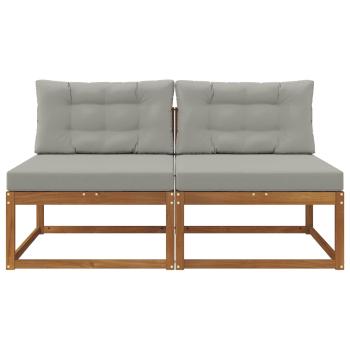 Outdoor Mittelsofa mit Kissen 2 Stück Natur