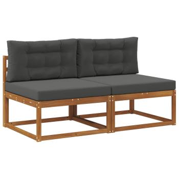 Outdoor Mittelsofa mit Kissen 2 Stück Natur