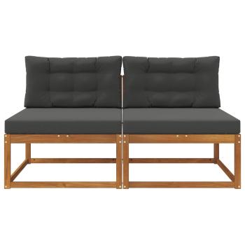 Outdoor Mittelsofa mit Kissen 2 Stück Natur