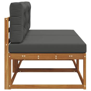 Outdoor Mittelsofa mit Kissen 2 Stück Natur